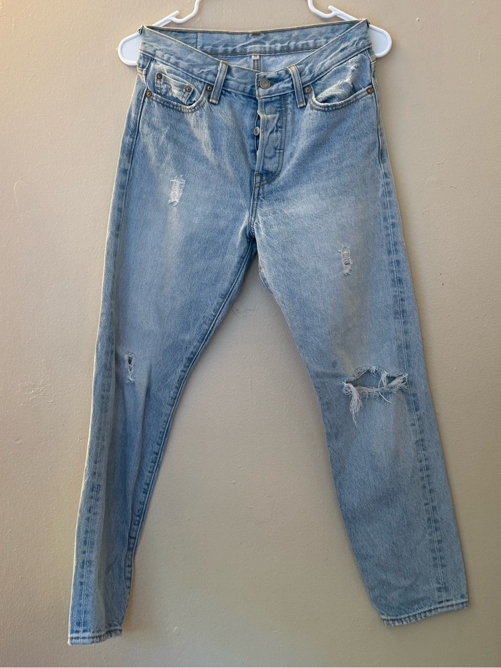 Levi's Light Blue Slim Straight Distressed Jeans